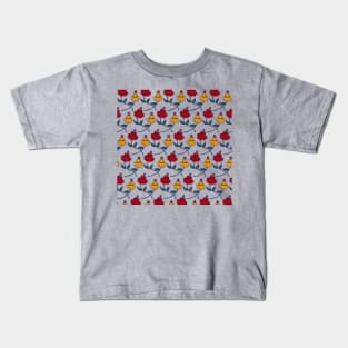 Exotic Tropical Flowers | Floral Pattern | Red and Yellow Flowers Kids T-Shirt